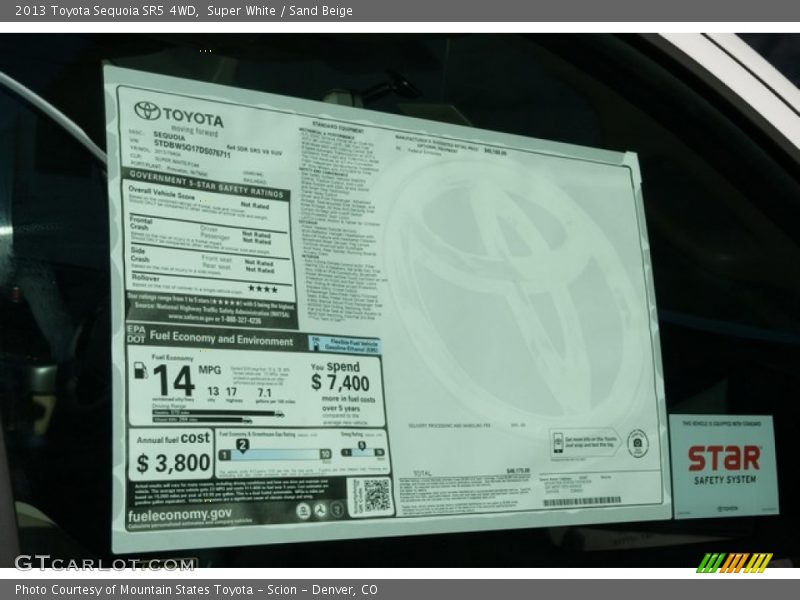 Super White / Sand Beige 2013 Toyota Sequoia SR5 4WD