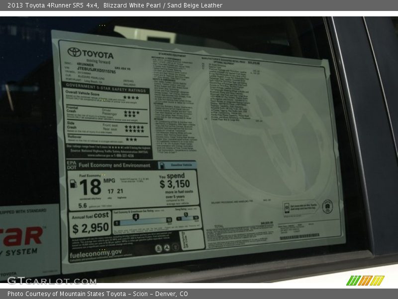 Blizzard White Pearl / Sand Beige Leather 2013 Toyota 4Runner SR5 4x4