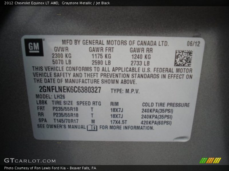 Graystone Metallic / Jet Black 2012 Chevrolet Equinox LT AWD
