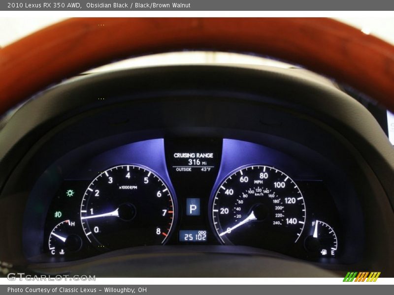 Obsidian Black / Black/Brown Walnut 2010 Lexus RX 350 AWD