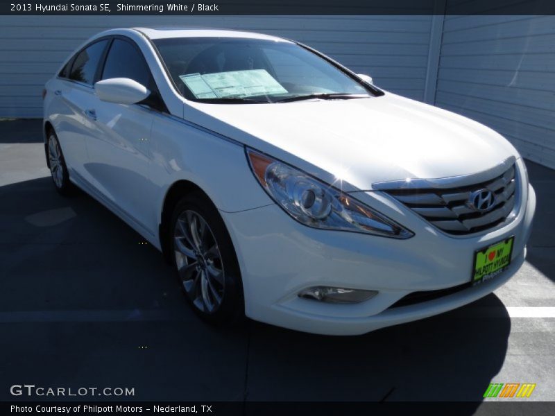 Shimmering White / Black 2013 Hyundai Sonata SE