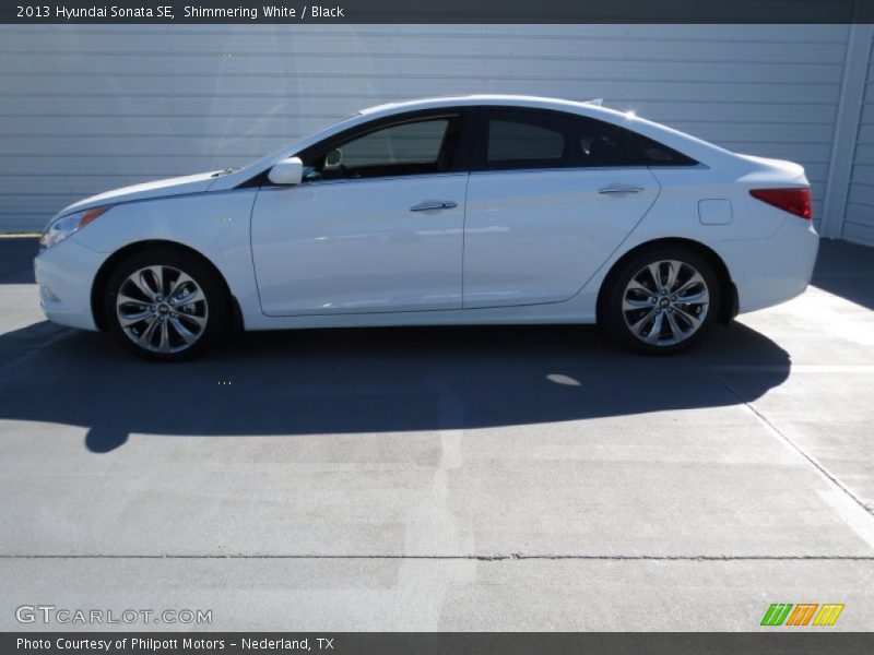 Shimmering White / Black 2013 Hyundai Sonata SE