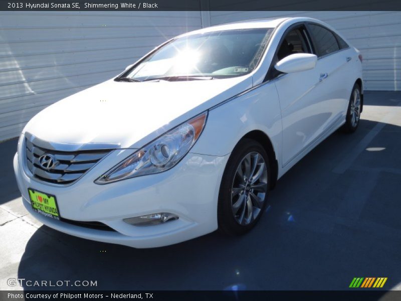 Shimmering White / Black 2013 Hyundai Sonata SE