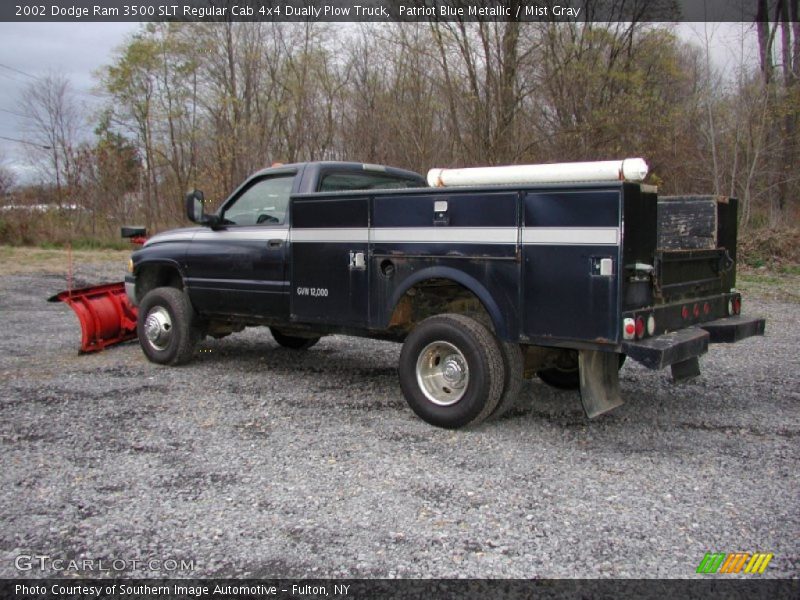 Patriot Blue Metallic / Mist Gray 2002 Dodge Ram 3500 SLT Regular Cab 4x4 Dually Plow Truck