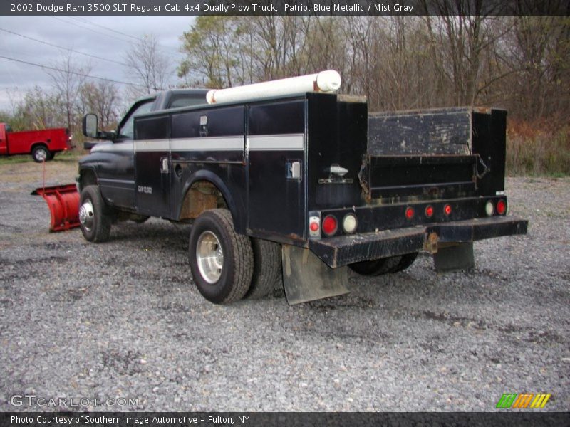 Patriot Blue Metallic / Mist Gray 2002 Dodge Ram 3500 SLT Regular Cab 4x4 Dually Plow Truck