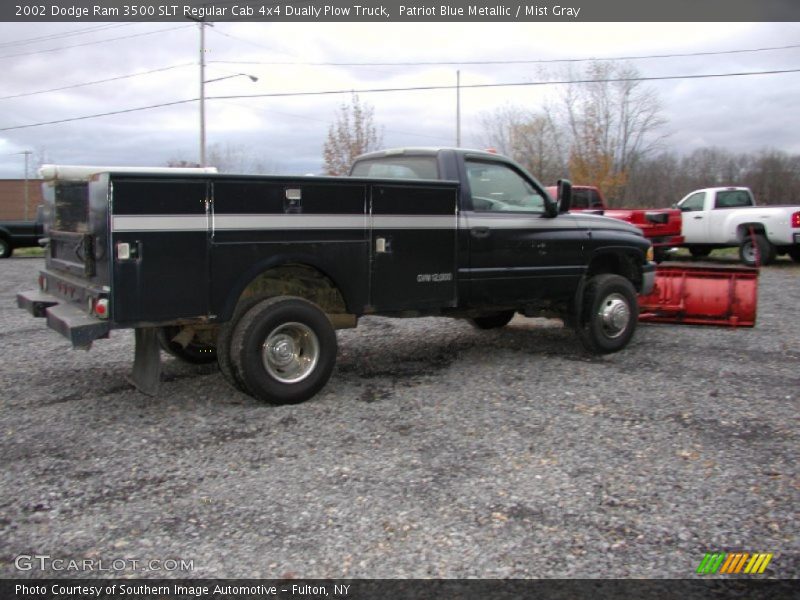 Patriot Blue Metallic / Mist Gray 2002 Dodge Ram 3500 SLT Regular Cab 4x4 Dually Plow Truck