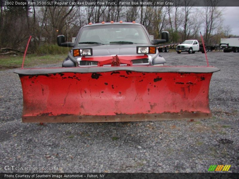 Patriot Blue Metallic / Mist Gray 2002 Dodge Ram 3500 SLT Regular Cab 4x4 Dually Plow Truck