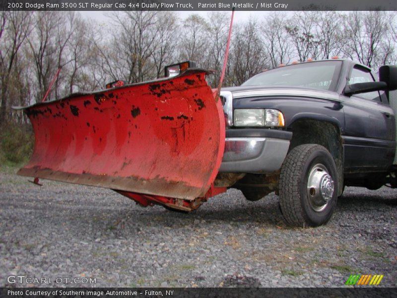 Patriot Blue Metallic / Mist Gray 2002 Dodge Ram 3500 SLT Regular Cab 4x4 Dually Plow Truck