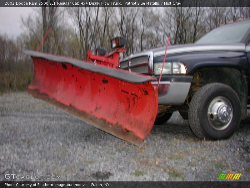 Patriot Blue Metallic / Mist Gray 2002 Dodge Ram 3500 SLT Regular Cab 4x4 Dually Plow Truck