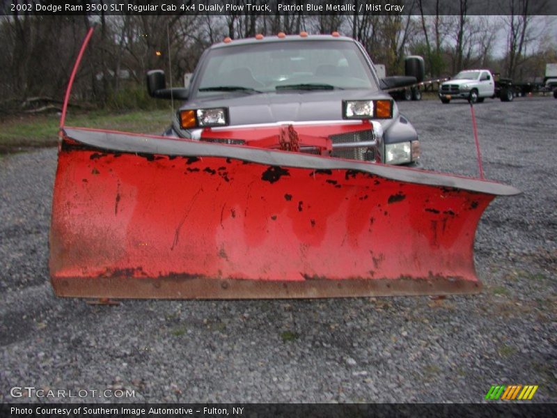 Patriot Blue Metallic / Mist Gray 2002 Dodge Ram 3500 SLT Regular Cab 4x4 Dually Plow Truck