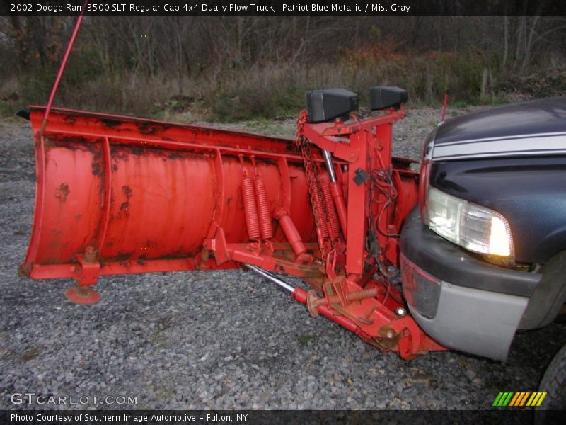 Patriot Blue Metallic / Mist Gray 2002 Dodge Ram 3500 SLT Regular Cab 4x4 Dually Plow Truck