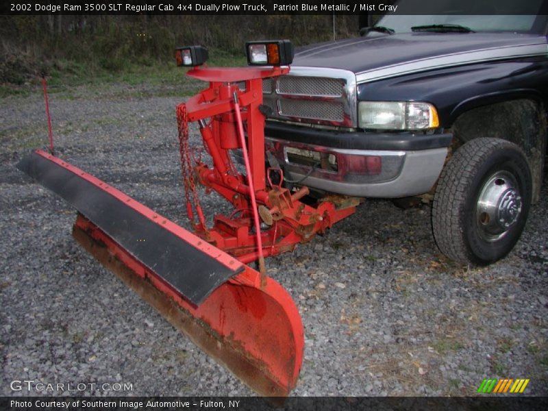 Patriot Blue Metallic / Mist Gray 2002 Dodge Ram 3500 SLT Regular Cab 4x4 Dually Plow Truck