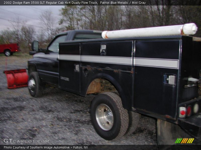 Patriot Blue Metallic / Mist Gray 2002 Dodge Ram 3500 SLT Regular Cab 4x4 Dually Plow Truck