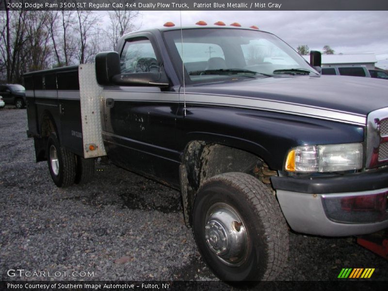 Patriot Blue Metallic / Mist Gray 2002 Dodge Ram 3500 SLT Regular Cab 4x4 Dually Plow Truck