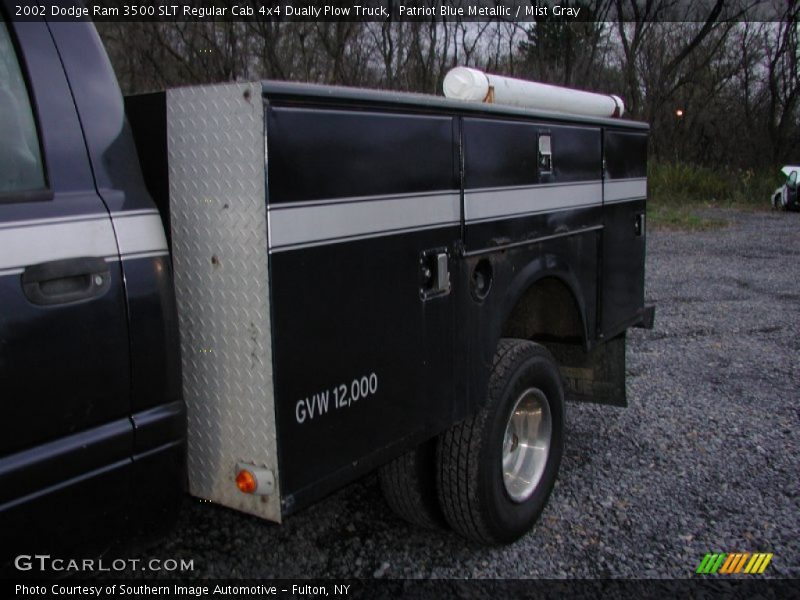 Patriot Blue Metallic / Mist Gray 2002 Dodge Ram 3500 SLT Regular Cab 4x4 Dually Plow Truck