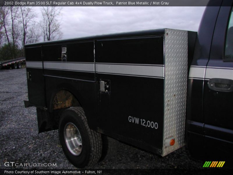 Patriot Blue Metallic / Mist Gray 2002 Dodge Ram 3500 SLT Regular Cab 4x4 Dually Plow Truck
