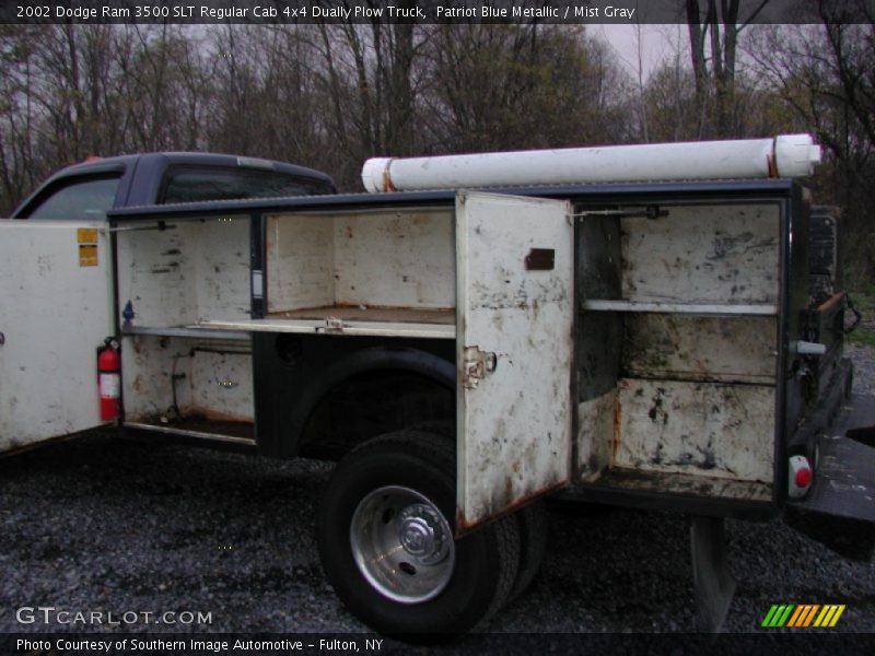Patriot Blue Metallic / Mist Gray 2002 Dodge Ram 3500 SLT Regular Cab 4x4 Dually Plow Truck