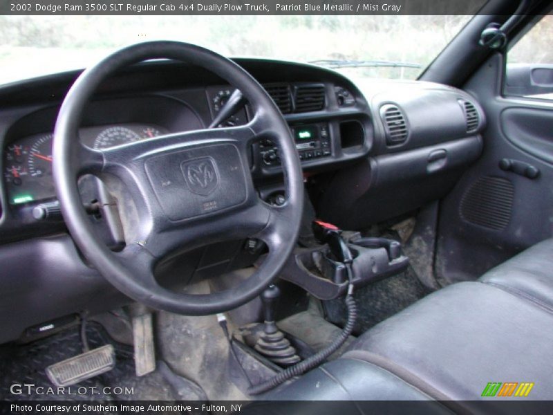 Patriot Blue Metallic / Mist Gray 2002 Dodge Ram 3500 SLT Regular Cab 4x4 Dually Plow Truck