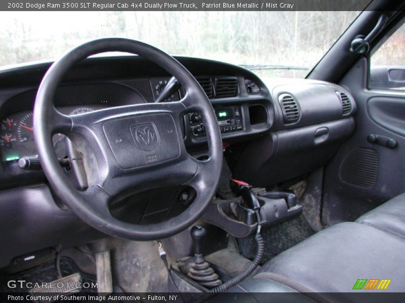 Patriot Blue Metallic / Mist Gray 2002 Dodge Ram 3500 SLT Regular Cab 4x4 Dually Plow Truck