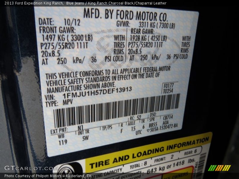 2013 Expedition King Ranch Blue Jeans Color Code N1