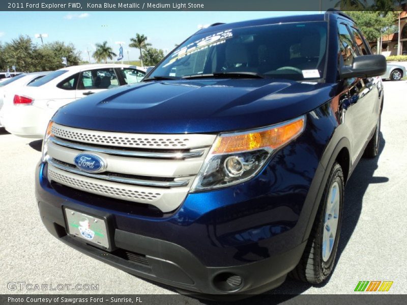 Kona Blue Metallic / Medium Light Stone 2011 Ford Explorer FWD