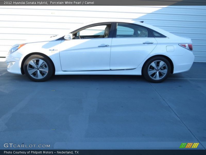 Porcelain White Pearl / Camel 2012 Hyundai Sonata Hybrid
