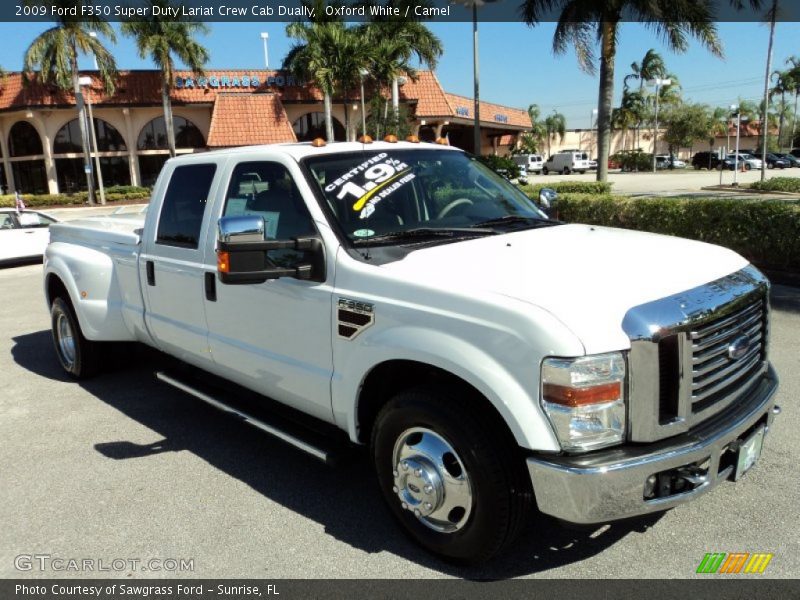 Oxford White / Camel 2009 Ford F350 Super Duty Lariat Crew Cab Dually