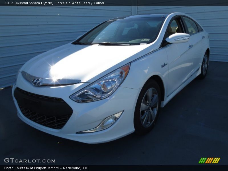 Porcelain White Pearl / Camel 2012 Hyundai Sonata Hybrid