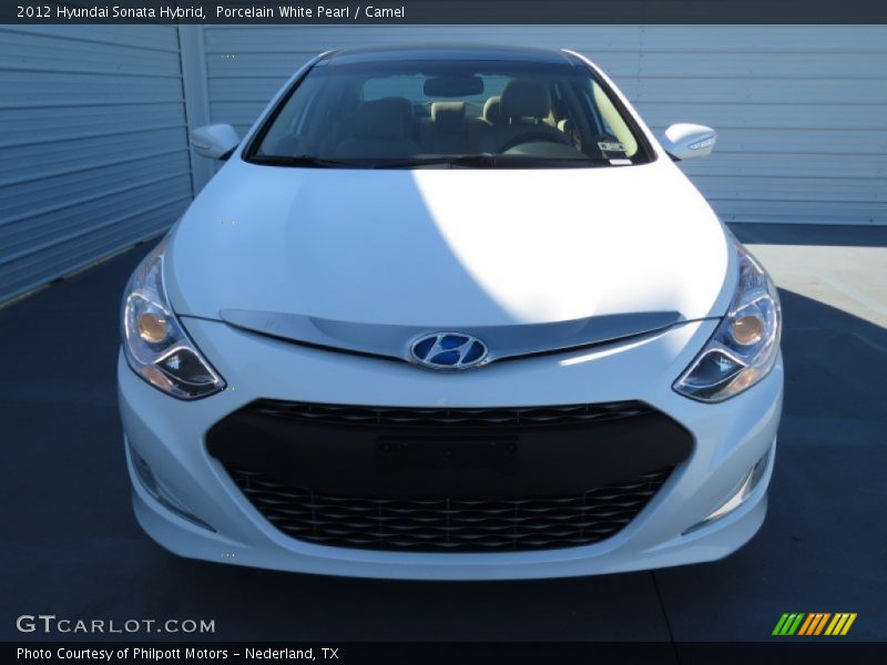 Porcelain White Pearl / Camel 2012 Hyundai Sonata Hybrid