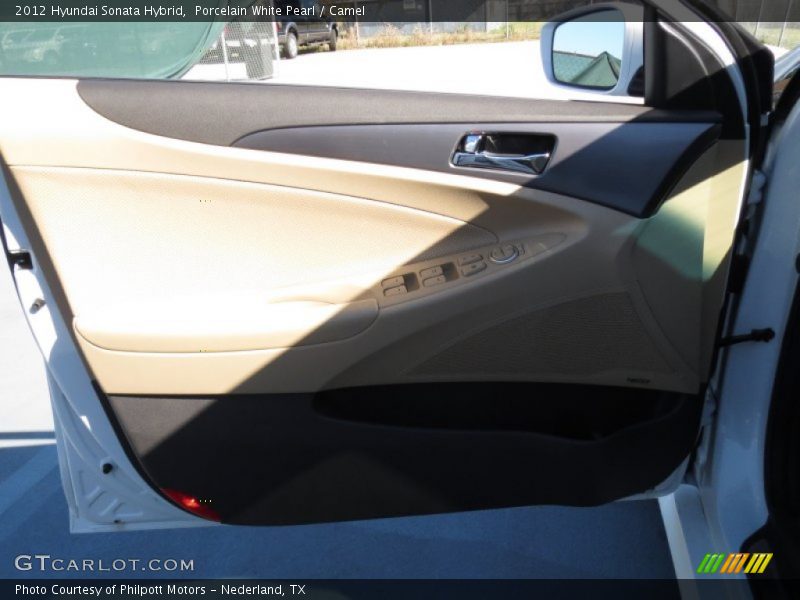 Porcelain White Pearl / Camel 2012 Hyundai Sonata Hybrid