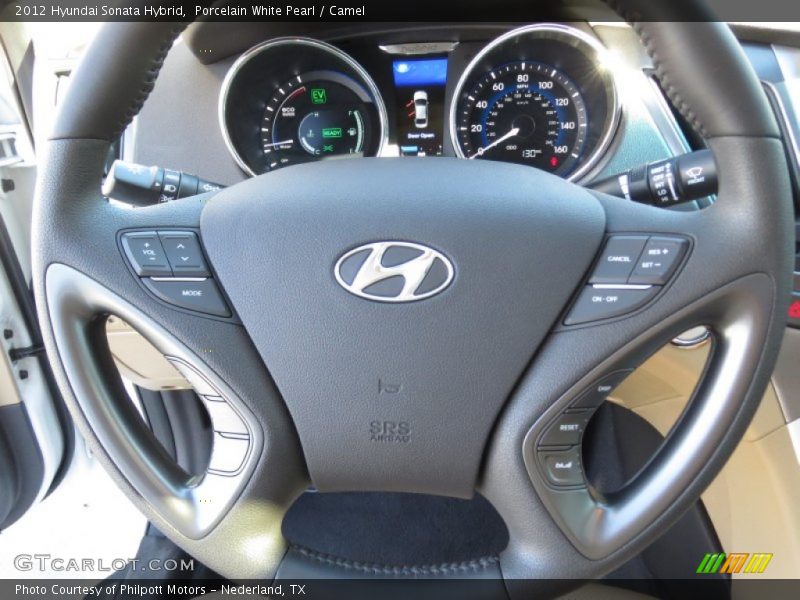 Porcelain White Pearl / Camel 2012 Hyundai Sonata Hybrid