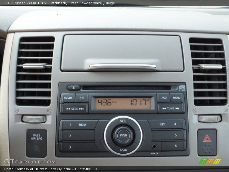 Fresh Powder White / Beige 2012 Nissan Versa 1.8 SL Hatchback