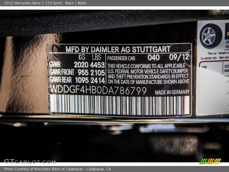 Black / Black 2013 Mercedes-Benz C 250 Sport