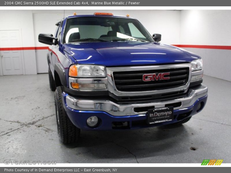 Marine Blue Metallic / Pewter 2004 GMC Sierra 2500HD SLE Extended Cab 4x4