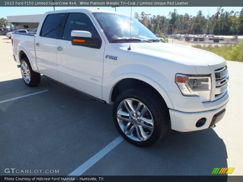 White Platinum Metallic Tri-Coat / Limited Unique Red Leather 2013 Ford F150 Limited SuperCrew 4x4