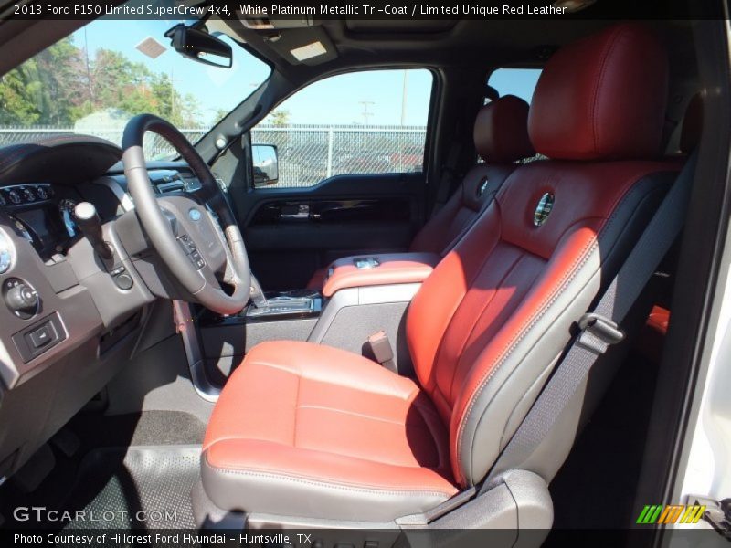 White Platinum Metallic Tri-Coat / Limited Unique Red Leather 2013 Ford F150 Limited SuperCrew 4x4