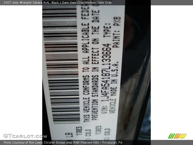 Black / Dark Slate Gray/Medium Slate Gray 2007 Jeep Wrangler Sahara 4x4