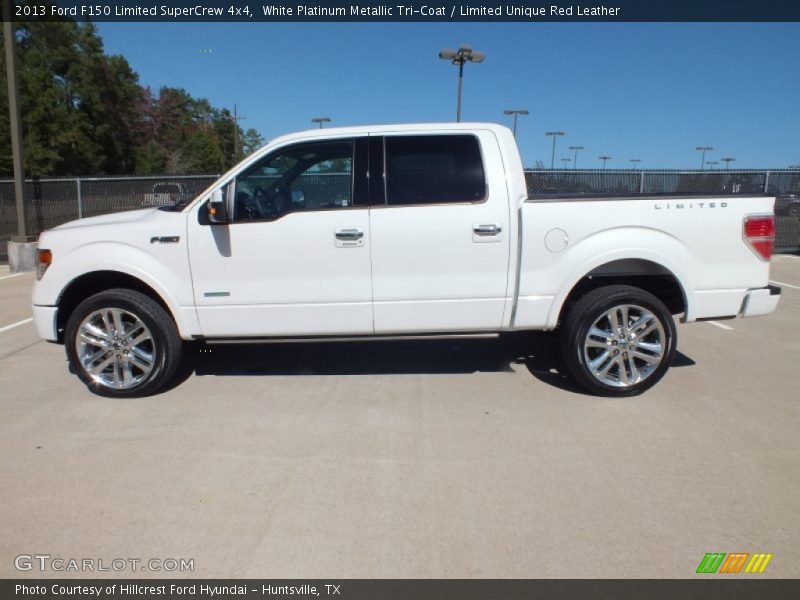 White Platinum Metallic Tri-Coat / Limited Unique Red Leather 2013 Ford F150 Limited SuperCrew 4x4