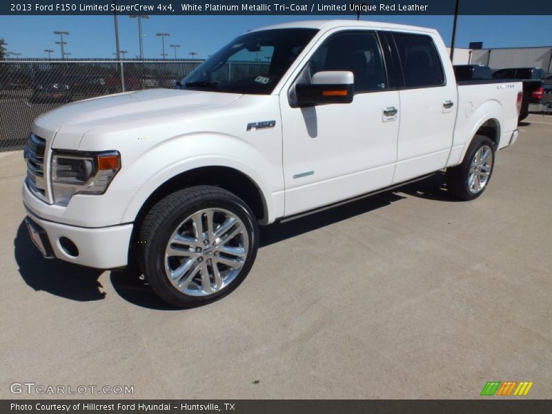 White Platinum Metallic Tri-Coat / Limited Unique Red Leather 2013 Ford F150 Limited SuperCrew 4x4
