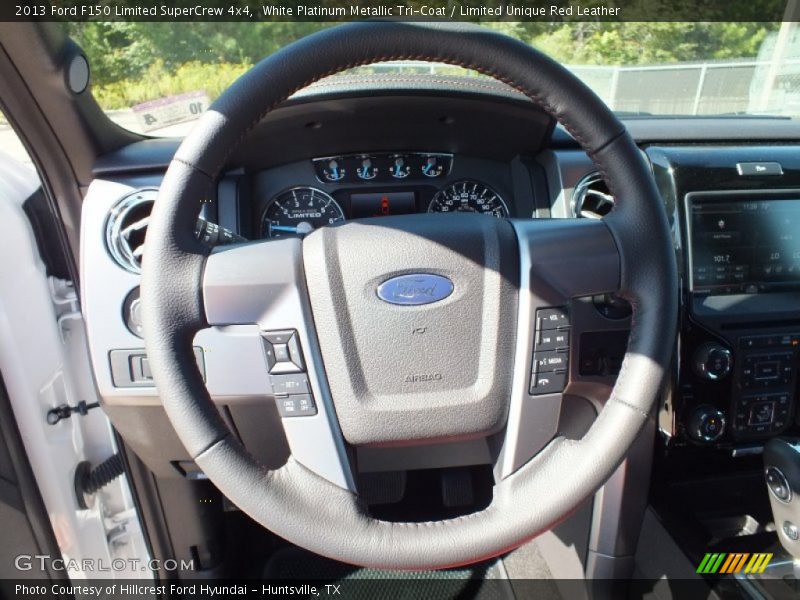 White Platinum Metallic Tri-Coat / Limited Unique Red Leather 2013 Ford F150 Limited SuperCrew 4x4