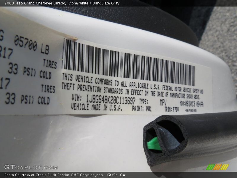 Stone White / Dark Slate Gray 2008 Jeep Grand Cherokee Laredo