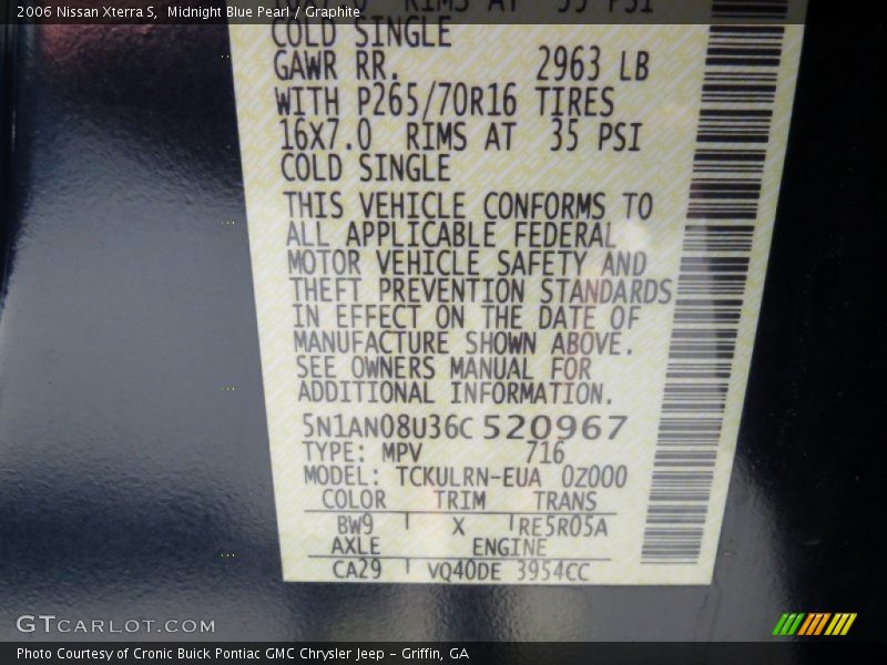 Midnight Blue Pearl / Graphite 2006 Nissan Xterra S