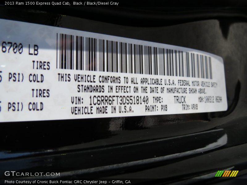 Black / Black/Diesel Gray 2013 Ram 1500 Express Quad Cab
