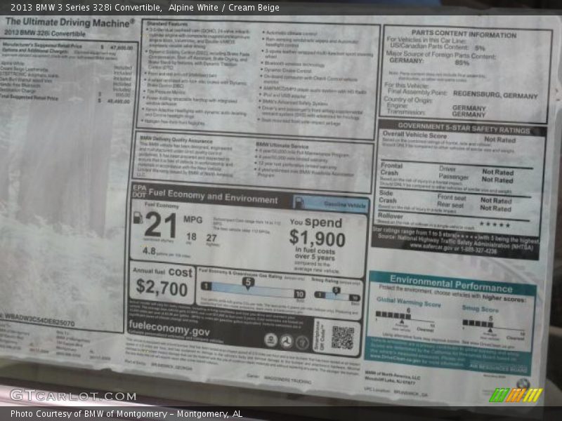 Alpine White / Cream Beige 2013 BMW 3 Series 328i Convertible