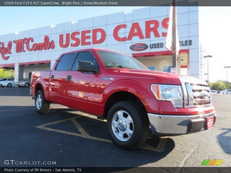 Bright Red / Stone/Medium Stone 2009 Ford F150 XLT SuperCrew