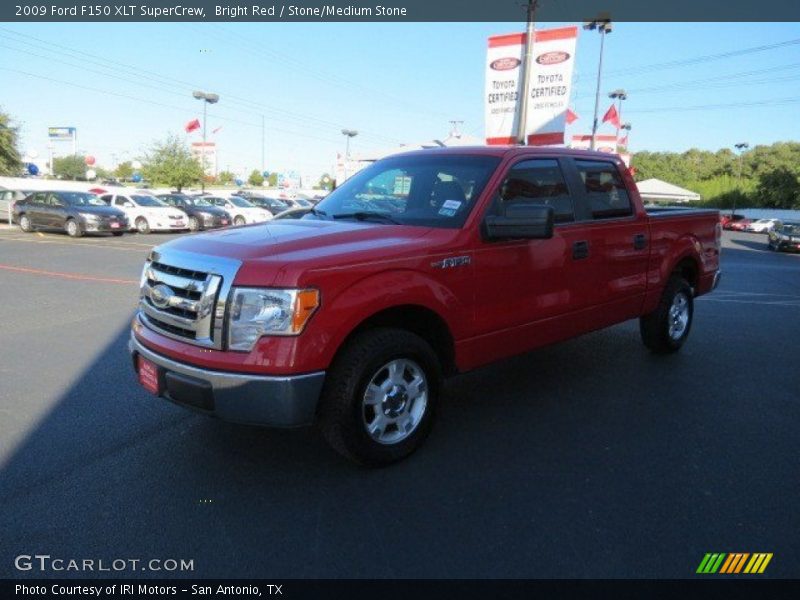 Bright Red / Stone/Medium Stone 2009 Ford F150 XLT SuperCrew