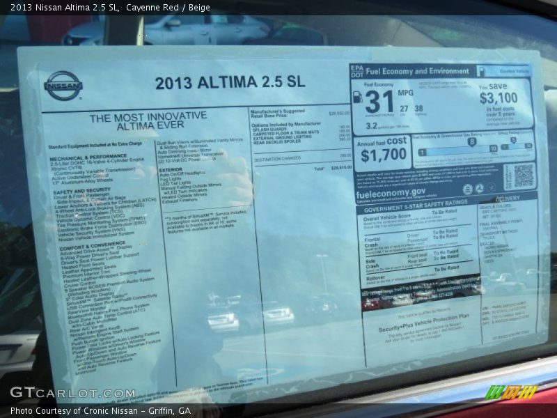 Cayenne Red / Beige 2013 Nissan Altima 2.5 SL
