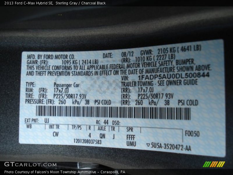 2013 C-Max Hybrid SE Sterling Gray Color Code UJ