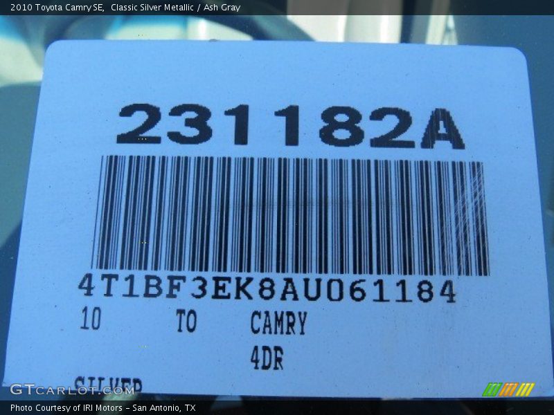 Classic Silver Metallic / Ash Gray 2010 Toyota Camry SE