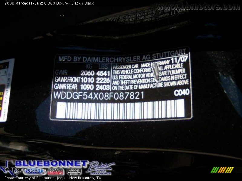 2008 C 300 Luxury Black Color Code 040